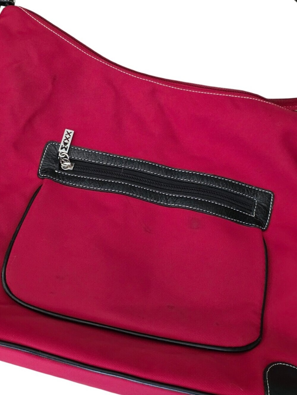 MAXX NY Large Red Microfiber with Black Trim Shoulder Bag - Picture 4 of 16